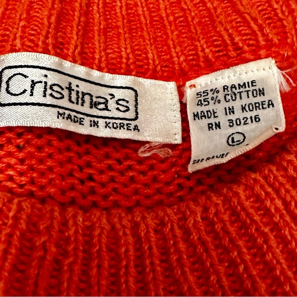 Cristina’s Vintage Orange Leopard Print Sweater Retro Punk 80s Flintstone Sz L - Picture 5 of 11